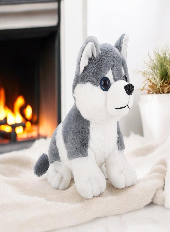VK15 COLLECTION Plush Husky Dog Soft Toys for Kids, Stuffed Animal with Blue Eyes, Fluffy Toy, 30 CM - Image 5